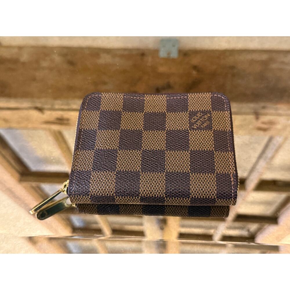 LOUIS VUITTON Damier Ebene Zippy Coin Purse Wallet Wrap around Zip